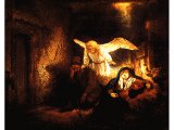 `The Angel Appears to Joseph in a Dream` by Rembrandt. Panel, 1645. Berlin, Gem ldegalerie der Staatlichen Museen.